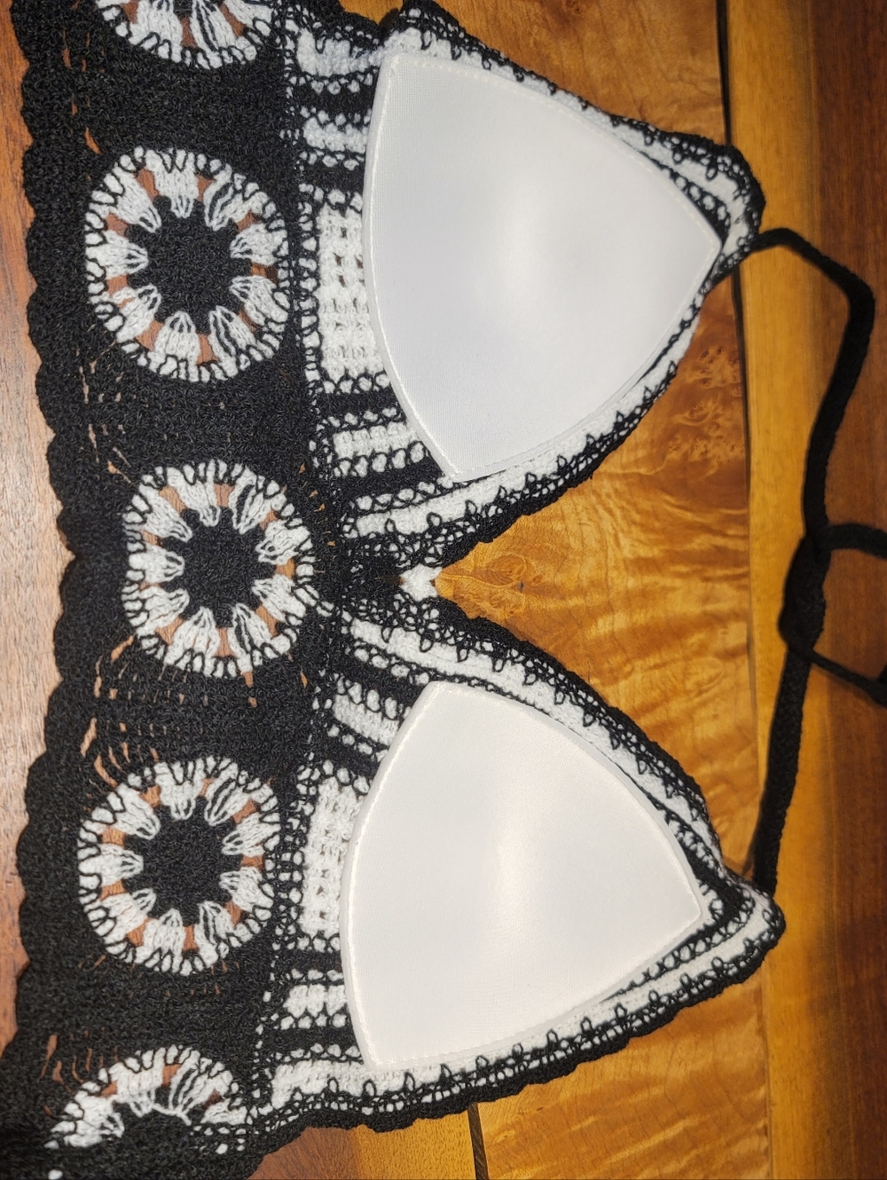 Boho Black & White Crochet Halter Top - Picture 4 of 5